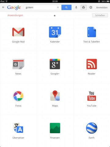 Google-Dienste in der Google Search App (Bild: Google/Golem.de)